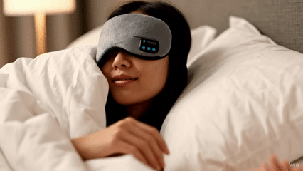 Duerme profundo donde sea — Bloquea la luz y relájate con sonido envolvente.