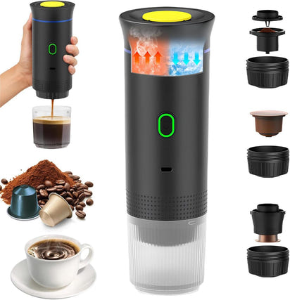 Cafetera Portátil 3 en 1 – Máquina de Café Espresso Compacta y Recargable para Café Molido +REGALO APLIQUES CAPSULAS