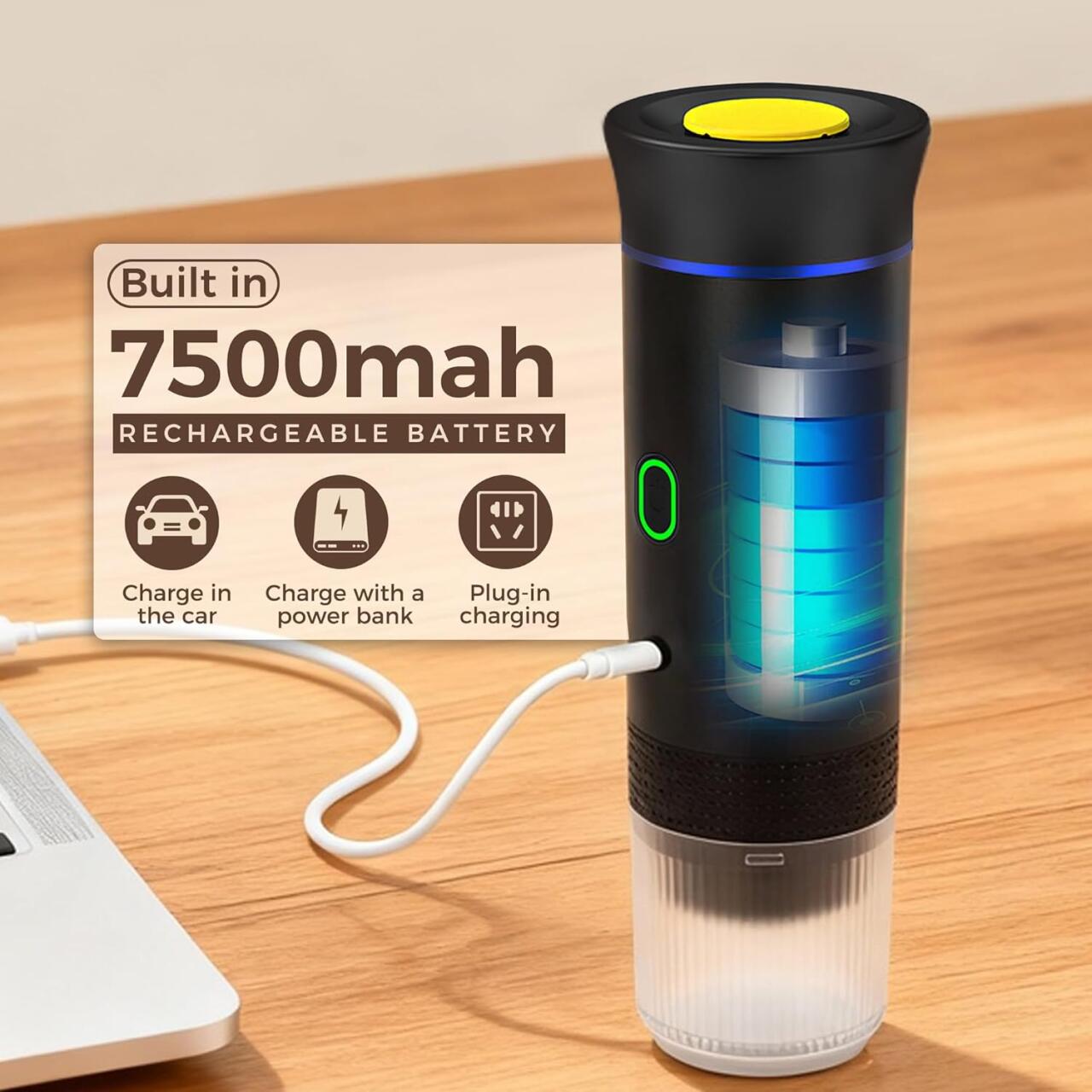 Cafetera Portátil 3 en 1 – Máquina de Café Espresso Compacta y Recargable para Café Molido +REGALO APLIQUES CAPSULAS