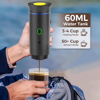 Cafetera Portátil 3 en 1 – Máquina de Café Espresso Compacta y Recargable para Café Molido +REGALO APLIQUES CAPSULAS