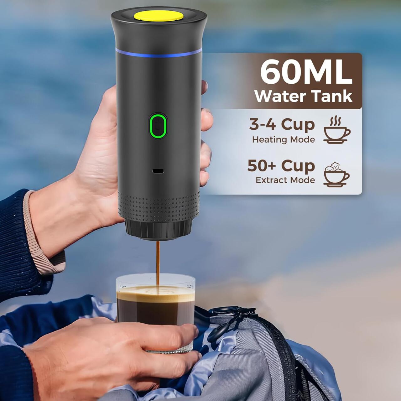 Cafetera Portátil 3 en 1 – Máquina de Café Espresso Compacta y Recargable para Café Molido +REGALO APLIQUES CAPSULAS